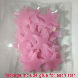 Luminous Paste Fluorescent Star Moon Three-dimensional Wall Paste (Color: Pink)