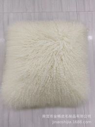 High-grade Fur Beach Wool Pillow (Option: Beige-45 X45cm Without Core)