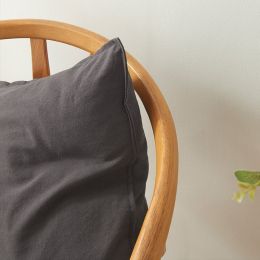 Retro Pure Color Washed Cotton Pillow (Option: Extreme Dark Gray-45x45cm set)