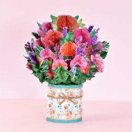 Mothers Day Gift Pop-Up Flower Card Flora 3D Greeting Card For Birthday Graduation Wedding Anniversary (Option: Carnations set the table)