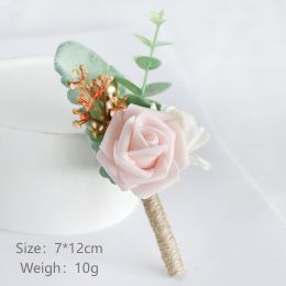 European Style Mori Style Wedding Groom Bride Simulation PE Corsage (Option: Chin Pink)