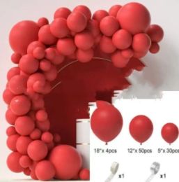 Latex Birthday Arch Balloon Chain Proposal Party Decoration (Option: 86PCS regular bright red)