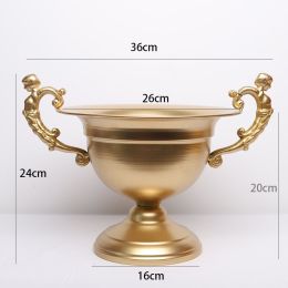 Retro Iron Art Flower Ware FrenchDecoration Vase For Wedding Banquet Table (Color: gold)