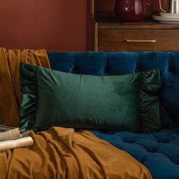 Light Luxury Retro Style Pillow American Bed & Breakfast Sofa Living Room Back Pillow Bedside Cushion (Option: Solid Color Dark Green-Individual Pillowcase)