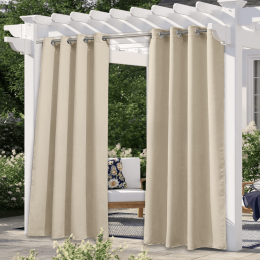 Solid Color Outdoor Waterproof And Sun Protection UV Protection High Precision Black Silk Shading Curtain (Option: Beige-132 Ãƒâ€” 274cm)