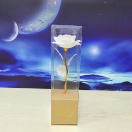 Colorful Gold Gold-foil Roses Mother's Day 520 Artificial Flower Valentine's Day Gift Christmas (Option: Milky white)
