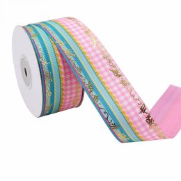 Duplex Printing Bronzing Ribbon Flower Series (Option: 100yard 91m-9Color-3.8cm)