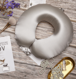 Silkworm Silk Neck Protection U-shaped Pillow (Option: Silver Grey)
