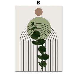 Living Room Modern Abstract Green Plant Leaf Vase Decorative Painting (Option: B-60x80cm)