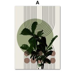 Living Room Modern Abstract Green Plant Leaf Vase Decorative Painting (Option: A-60x80cm)