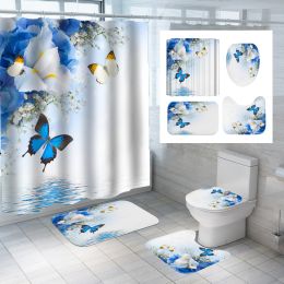 Digital Printing Polyester Shower Curtain Bathroom Pansy Reflection (Option: Cx855-180x180)