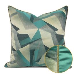 Yellow Geometric Pattern Hotel Homestay Office Pillow Cover (Option: Green AB Rolled Style-40x60cm With Pillow Core)